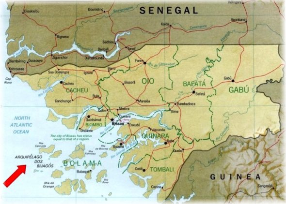 Carta geografica della Guinea Bissau